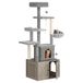 Garvee 3-in-1 meubels voor kattenbak, meertraps krabpaal met hangmat, platforms en grote woning, modern design voor binnenruimtes, ideaal voor grote katten, kleur Smoke Gray