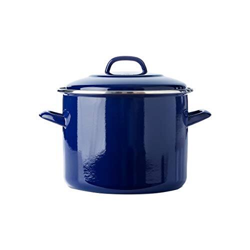 BK CC003137-001, Indigo Ronde Geëmailleerde Soeppan met Deksel - 24 cm/8.7L,9 QT- DonkerBlauw