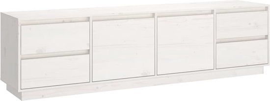 vidaXL Tv-meubel 176x37x47,5 cm massief grenenhout wit