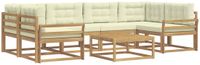 vidaXL Hoek loungeset 6 zitplaatsen Wit en crème Acacia hout