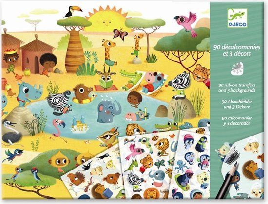 DJECO Sticker Set - Savannah, Desert & North Pole - Kids Craft