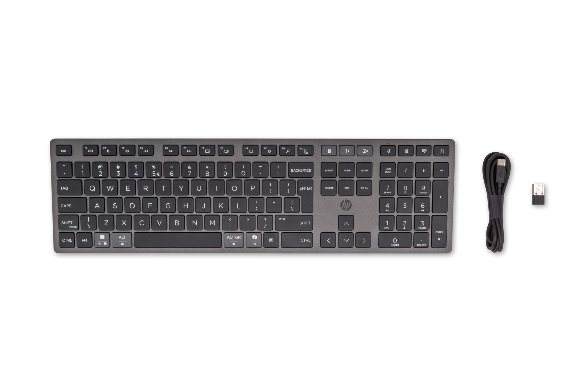 HP 720 Multi-Device Rechargeable Wireless Keyboard - QWERTY - Black
