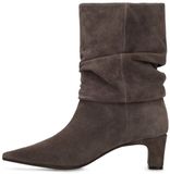 Manfield Dames Grijze Suède Slouchy Enkellaarsjes met Hak - Maat 42