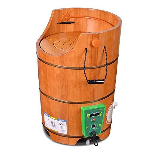 Axdwfd Voet Bad Vat Voet Bad Vat, Gezonde Eiken Voet Bad Vat Over De Been Fumigatie Emmer Stoom Hoge Diepe Vat Thuis Verwarming Constante Temperatuur Wasbak