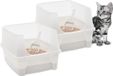 Markenlos Bol Kunststof toilet met draagbeugel en schep - Set van 2 - Opstaande randen - L485 x D38 x H30 cm - Katten WC - Wit