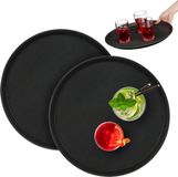 Relaxdays Horeca Dienblad, Set van 2, Ø 40 cm, Antislip, Zwart