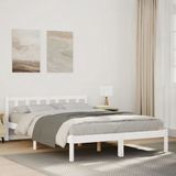 vidaXL Bedframe - grenenhout - wit - 140x210 cm