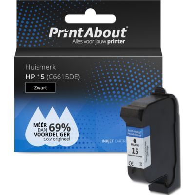 PrintAbout Huismerk HP 15 (C6615DE) Inktcartridge Zwart - Compatibel