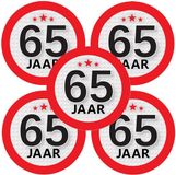 Bellatio Decorations sticker 65 ans - 10x - rond - Dia 9 cm - 65 ans anniversaire - jubilé - décoration âge
