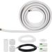 Mini-split leidingkit, koperen buis, 6,4/9,5 mm diameter, 3/8 mm blanc, PE-geïsoleerde spiraal, met flenskoppelingen, inclusief fittingen, voor mini-split airconditioners of warmtepompen