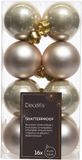 Decoris kerstballen – 16 stuks – kunststof - 4cm – Champagnekleurig