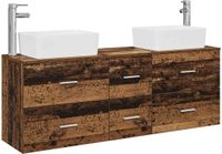 vidaXL Badkamerkastenset 3 st Oud hout 136 x 35 x 80 cm Bewerkt hout