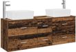 vidaXL Badkamerkastenset 3 st Oud hout 136 x 35 x 80 cm Bewerkt hout