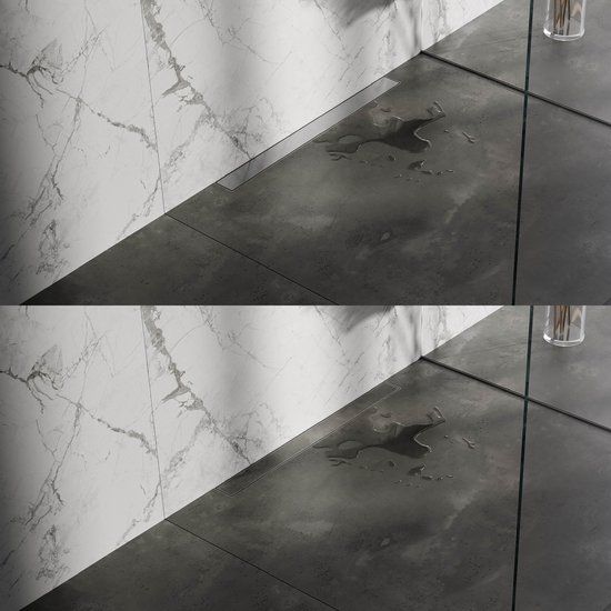 Brauer Douchegoot 80cm - Geborsteld RVS - Zero/Tegelinlegrooster (omkeerbaar)