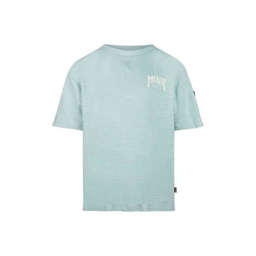 No Way Monday T-shirt met backprint lichtblauw