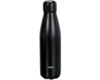 Cook Concept Travel drinkfles voor warme en koude dranken - zwart - roestvrij staal - met schroefdop - 500 ml