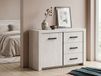 Elvitalic Commode 1 porte 3 tiroirs chêne blanchi