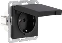 Q-Link S-Line contactdoos - inbouw - 1-voudig - randaarde - met klep - mat zwart