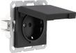 Q-Link S-Line contactdoos - inbouw - 1-voudig - randaarde - met klep - mat zwart