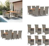 vidaXL Ensemble de jardin 7 pièces avec coussins, gris, polyrotin