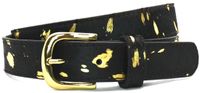 Take-it Timbelt Echt Lederen Riem Koeienhuid Print Zwart Goud 3cm Breed Maat 85