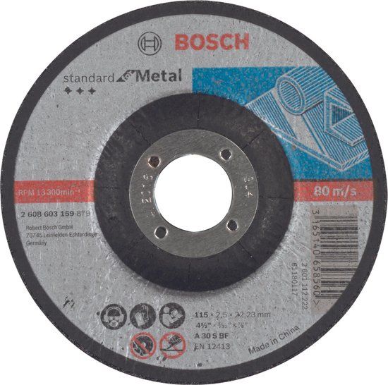 Bosch Doorslijpschijf gebogen Standard for Metal A 30 S BF, 115 mm, 22,23 mm, 2,5 mm