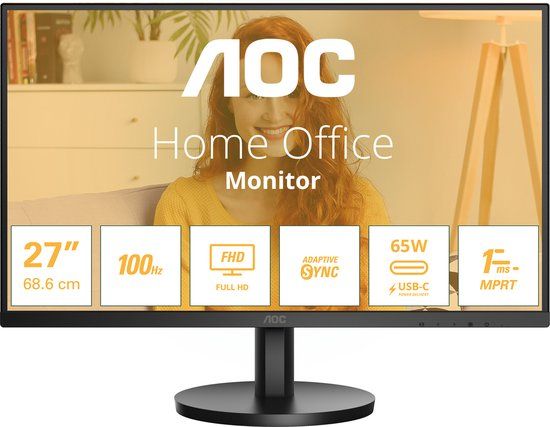AOC Basic Serie - 27 inch - Full HD - 100Hz - 1ms - IPS - HDMI - DP - USB-C