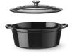 HENDI Braadpan van gietijzer met emaille - met druppeldeksel - 40,5x25,5x(h)13,4 cm - inhoud 6,88 liter - zwart - voor stoven, braden, oven en inductie