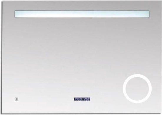 Best Design Linet Badkamerspiegel - 80x70cm - LED Verlichting - Touch - Klok
