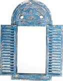 Esschert Design Tuinspiegel luiken verouderd - Blauw 40 x 75 cm