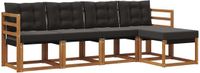 vidaXL Loungeset Bank 5-zits Acacia Hout Naturel en Zwart