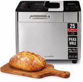 Luxuriq Broodbakmachine - Warmhoudfunctie & Timer - 25 programma’s - 500/750/1000 gram - PFAS vrij - Glutenvrij programma - Noten/fruit dispenser - Broodmachine - 600W - RVS + Ovenhandschoenen