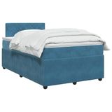 vidaXL Boxspringbed met matras en hoofdeinde, blauw, 120 x 190 cm, fluweel
