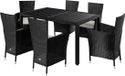 Casaria Ensemble de jardin en polyrotin - Empilable 6 chaises et table WPC - Noir