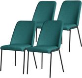 ML-Design eetkamerstoelen set van 4 petrol polyester met metalen poten