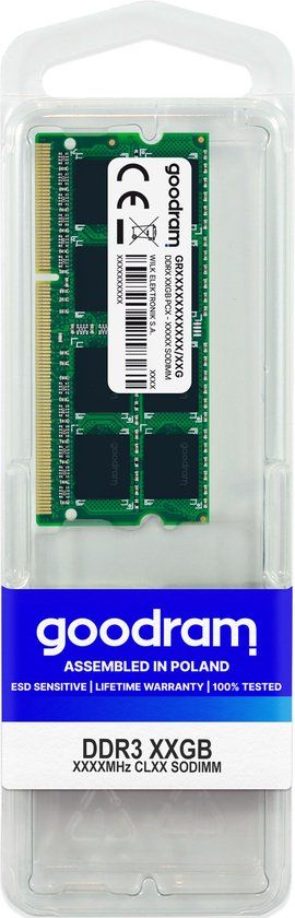 Goodram 4GB DDR3 1600MHz SODIMM Laptop Memory - GR1600S364L11S/4G