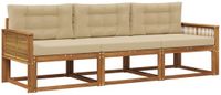 vidaXL - Buiten - bank - set - 3 - st - Natuurlijk - en - Beige
