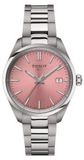 Tissot PR 100, 34mm, zilverkleurige dameshorloge met rosé gouden accenten