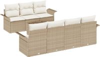 vidaXL Tuinbank Set 8-delig Beige Poly Rattan