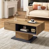STILVORA Salontafel - Dubbelzijdige Opbergruimte Met Binnenvak - Spaanplaat - 100x50x46,5 Cm - Grijs;Hout