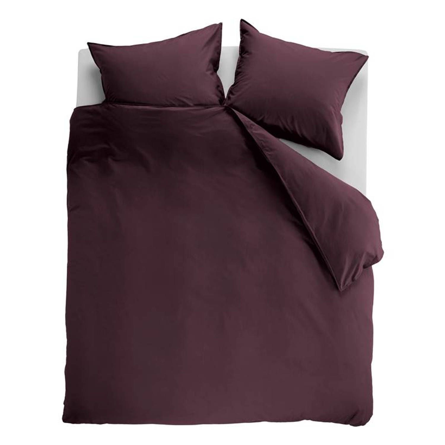 Ambiante Cotton Uni Dekbedovertrek - Extra breed - 260x200/220 cm - Donkerrood