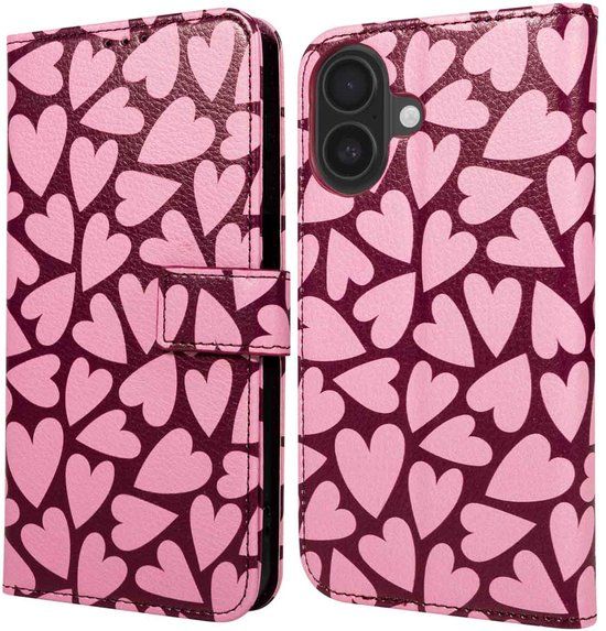 imoshion Hoesje - Geschikt voor Apple iPhone 17 - Design Bookcase smartphone - Hearty Blush