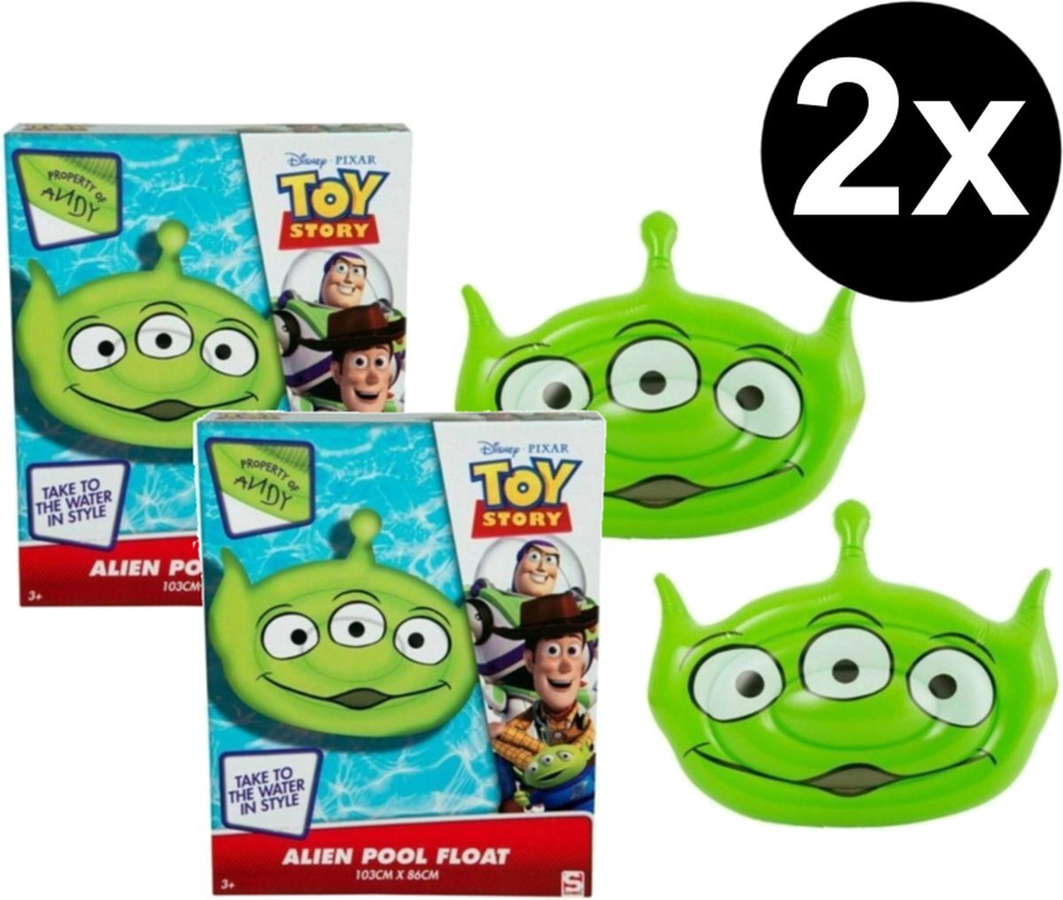 Sambro 2 stuks - Luchtbed Alien Toy Story Disney - 103x86 cm - voor strand en zwembad