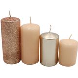 Getrapte Dekohelden24 Set van 4 stompkaarsen met schaalverdeling voor adventskrans, nude/cappuccino, 4 maten, hoogte 5-10 cm, diameter 4 cm, 280 g