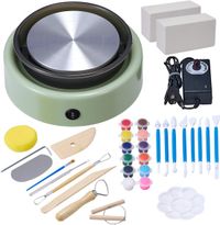 Latios Pottenbakkersschijf - Mini Elektrische Klei-draaischijf - 15,8 cm Draaitafel - Instelbare Rotatiesnelheid 0–140 tpm - Inclusief Beeldhouwgereedschap - Tafelmodel - Vert