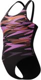 Speedo Badpak Vrouwen ECO Lunalustre Printed Shaping Zwart Roze Oranje Mouwloos