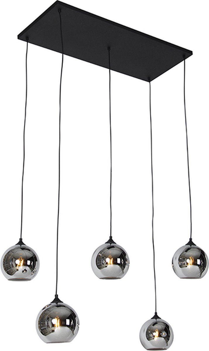 QAZQA Wallace Art Deco Hanglamp - 5 Lichts - Grijs - L 110 cm