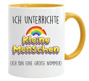 Mok met spreuk, DIch unterrichte kleine mensen (ik ben een groot nummer), mok schoolkind, eerste schooldag - geschenken - regenboog - cadeau voor eerste klassers - school - basisschool