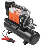 Compresseur d'air 12V - Gonfleur de pneus portable - Réservoir 6 L - Débit 180 L/min - Pression max. 150 PSI / 10 Bar - Manomètre numérique - Adapté tout-terrain - Pour voiture, SUV, 4x4 et camping-car