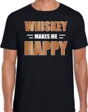 Bellatio Decorations Whiskey makes me happy / Whiskey maakt me gelukkig drank t-shirt zwart voor heren